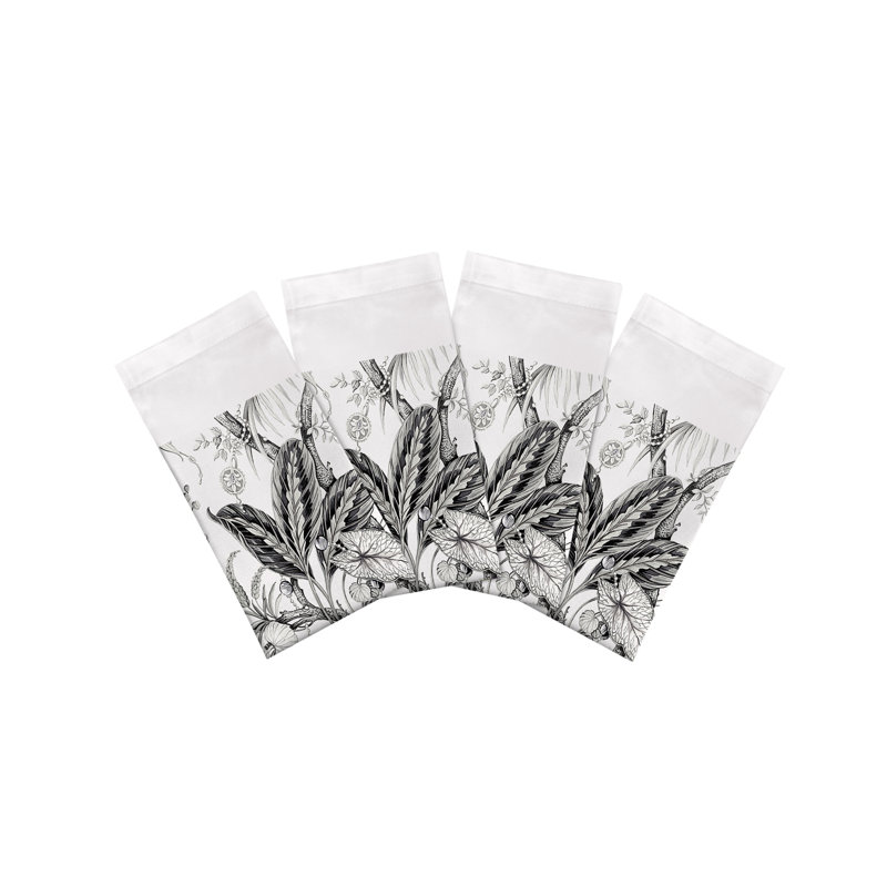 Amazonia Cotton Sateen Dinner Napkins, Dovecote Black White