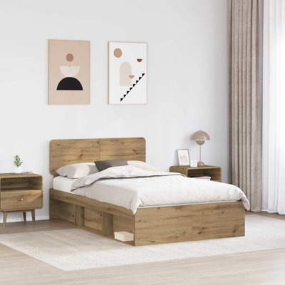  Bed Frame With Headboard Black 140 X 200 Cm Solid Pine Wood