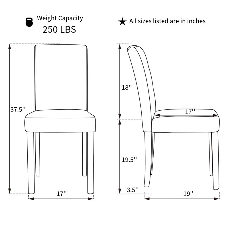 Set of 4 Classic Style Solid Wood Upholstered Waterproof Falabella Dining Chairs, Kitchen Chairs, Armless Side Chairs, Modern Side Chairs