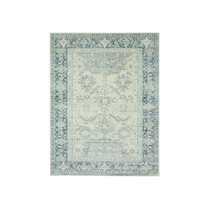 Tapis noué à la main en soie oxydée et en laine oxydée 9 pi 1 po x 12 pi 8B70603AD72E44B5A5D56A9F84691C43