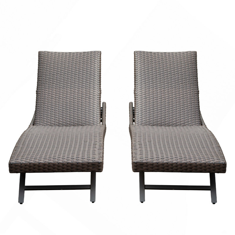 Chaise longue d'extérieur en osier 2 pièces