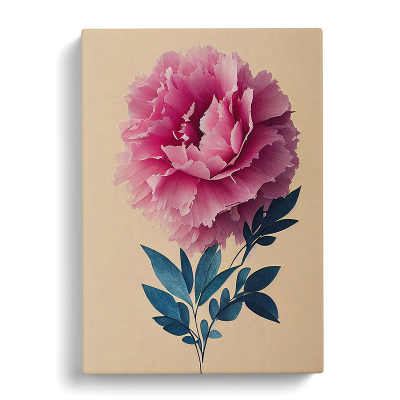 Berlanga Peony Flower Torn Paper - Wrapped Canvas Print, 60cm H x 40cm W x 3cm D
