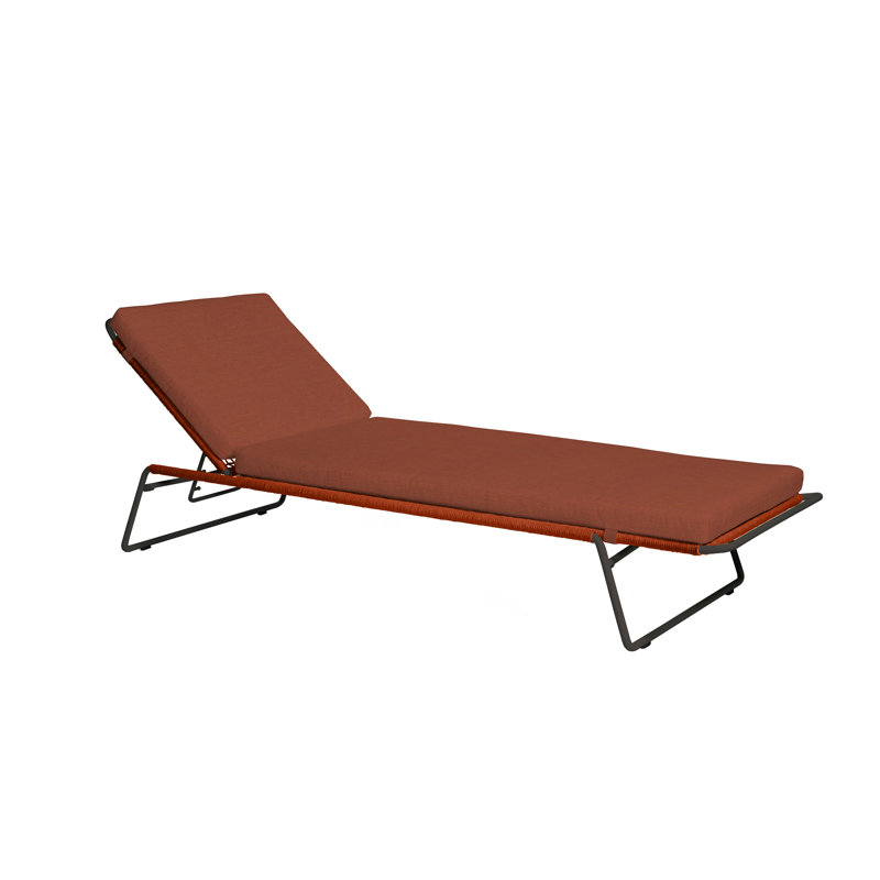 Sandur Outdoor Metal Chaise Lounge , Cushion Included, Terra Cotta Rope/Anthracite Frame, Canvas Brick