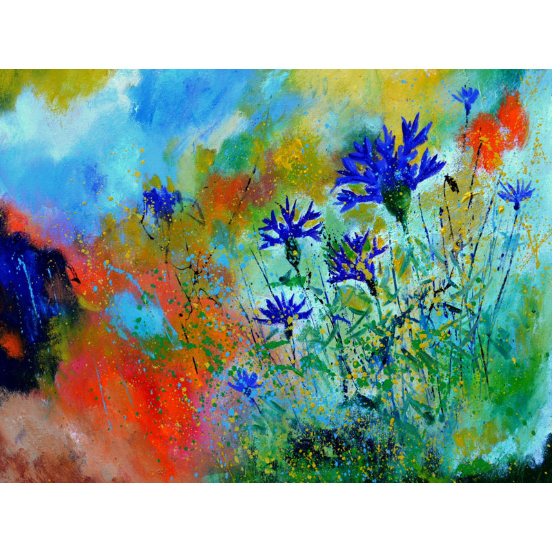 «Blue Cornflowers» par Pol Ledent - reproduction de cadre photo, H 17,25 po x l 21,25 po
