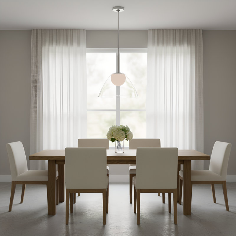 Suma 1 Light Dining Room Pendant In Brushed Nickel Finish With White Opal Etched Shade, Brushed Nickel