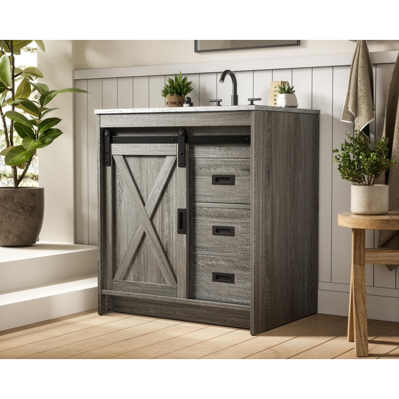 Meuble-lavabo simple 30 po Boden, Gris rustique