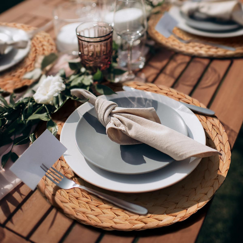 Round Woven Placemats Set Of 10 - Boho Farmhouse Rattan Wicker Table Mats, Natural Jute Braided Chargers For Dining Table Decor, Rustic Place Mats For Dinner Plates