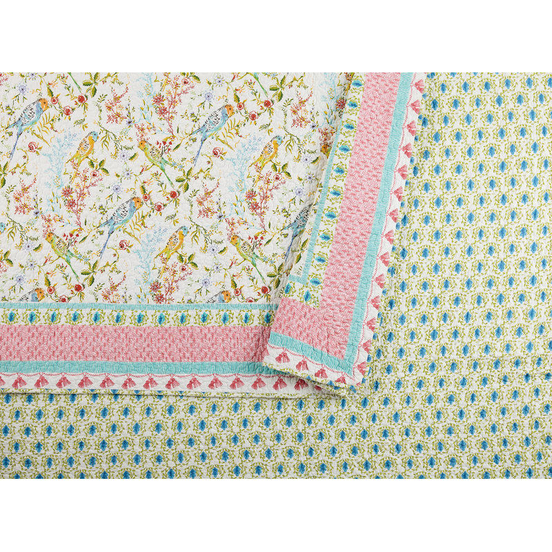 Sonnet 3-Piece 100% Cotton Reversible Quilt Set, King Quilt + 2 Shams