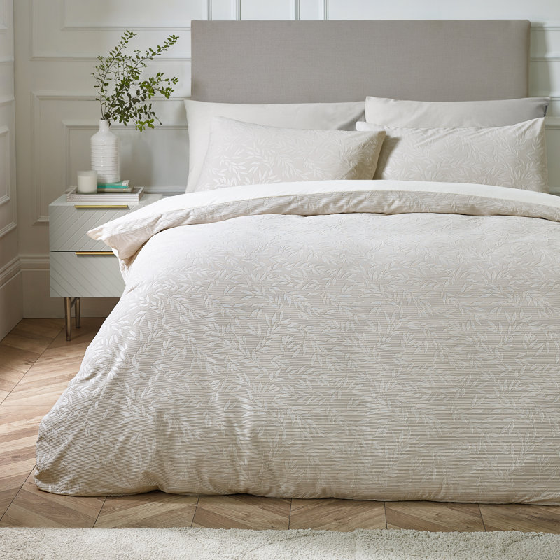 Corded Leaves Duvet Cover Set, Single Bedspread + 1 Standard Pillowcase