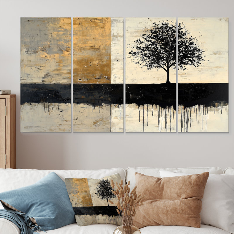 «Minimalisme», ensemble d'art sur toile de tilleul américain et beige, H 28 po x l 48 po