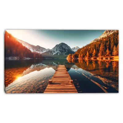 Sunrise Reflections Dock Wrapped Canvas Wall Art