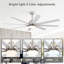 Ventilateur de plafond intelligent 52 po avec lumière DEL à intensité variable, 6 ventilateurs, 8 pales, télécommande intelligente-11377262-11377249