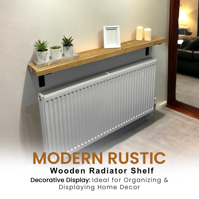 Ryesha Wood Radiator Shelf, Rustic Pine, 4.5cm H x 100cm W x 14.5cm D