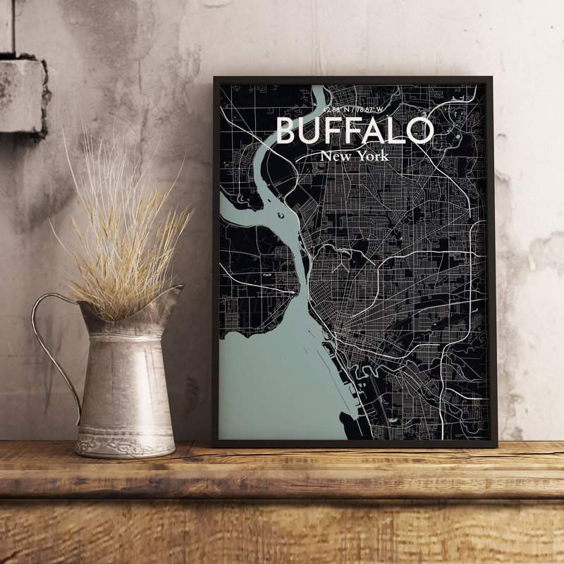 Buffalo City Map 1 Piece Wall Art, 97.6 cm H x 50 cm W