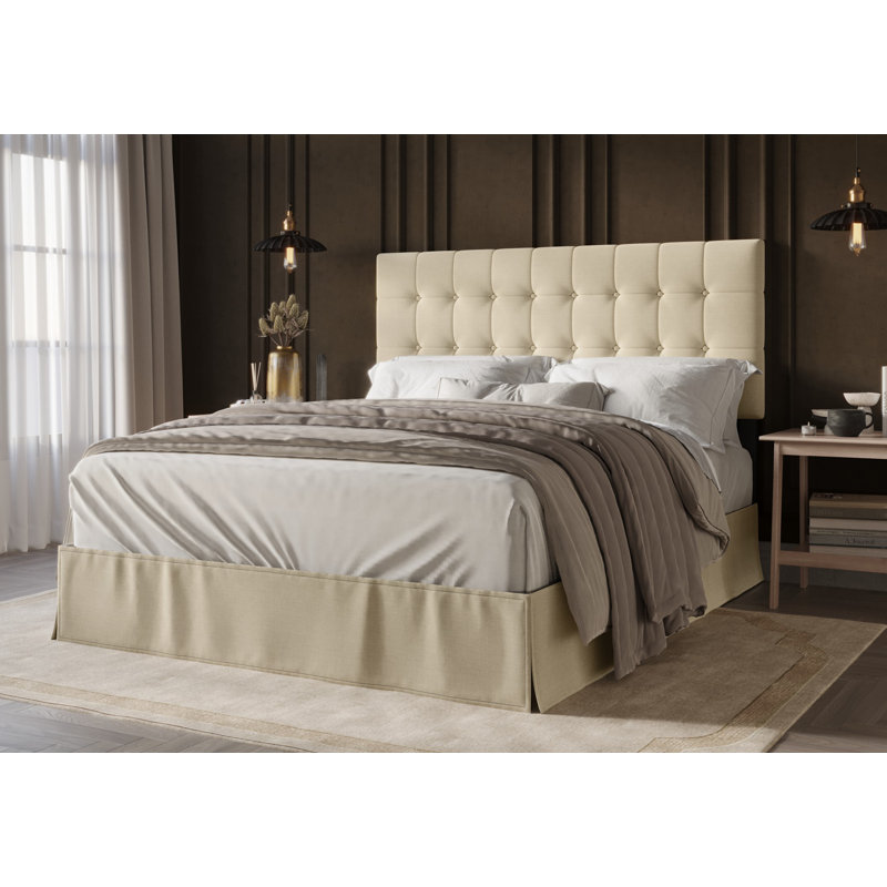Ambria Upholstered Wingback Bed, Twin, Beige