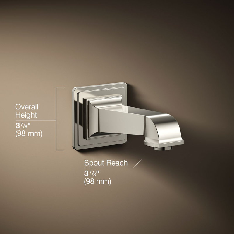 Pinstripe Pure Pure Wall-Mount, 6-7/8" Non-Diverter Bath Spout, Nickel poli éclatant