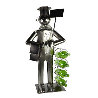 4 Bottle Floor Wine Bottle Rack in Silver