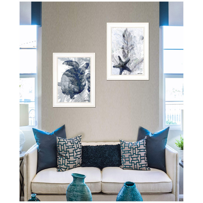 «Ocean Collection», vignette 2 pièces par Stellar Design Studio, reproduction encadrée prête à accrocher, cadre blanc