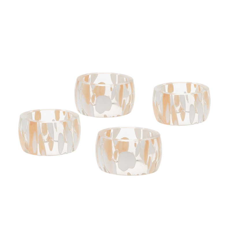 Pink and White Glass Terrazzo Napkin Ring Set