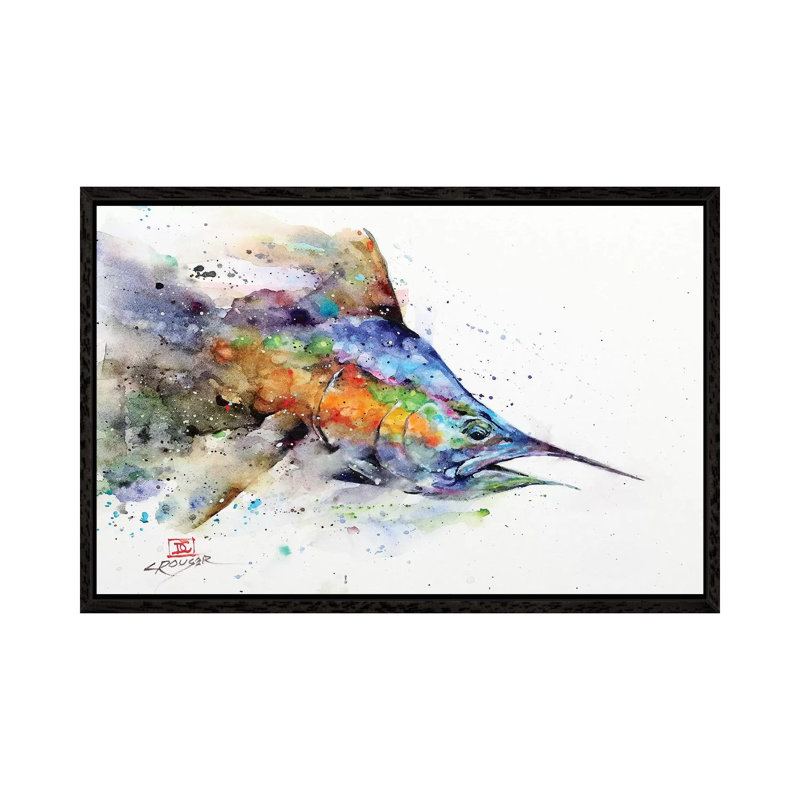 Marlin by Dean Crouser - Print on Canvas, 66.04 cm H x 45.72 cm W, Black Framed
