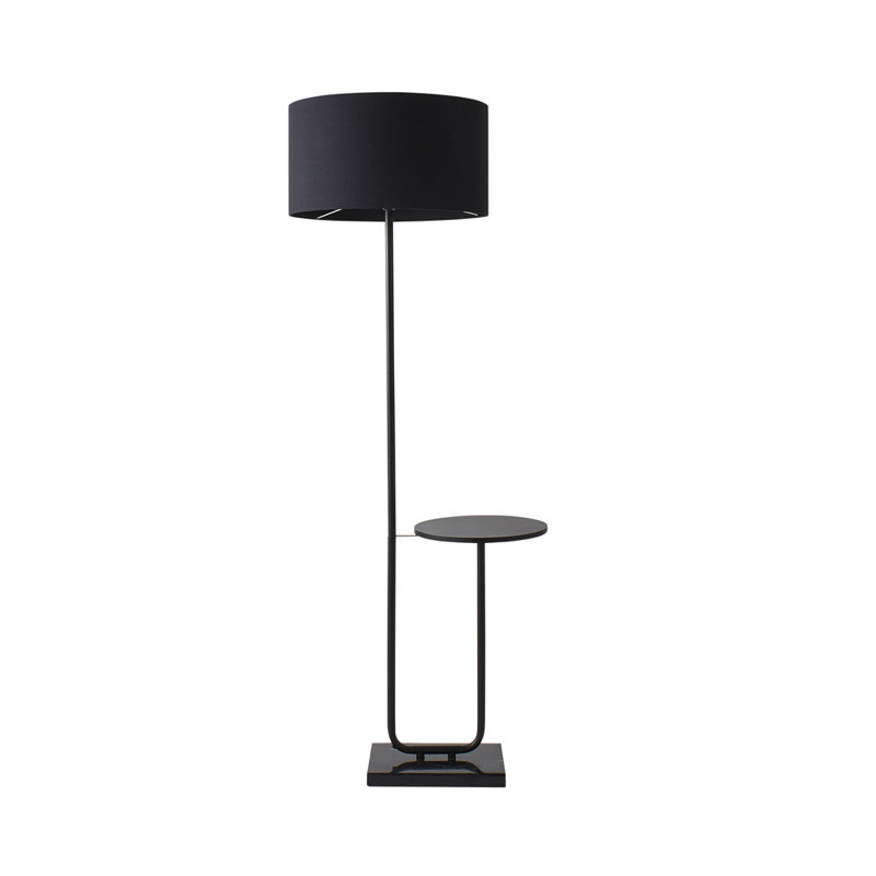 Tavel 132.5cm Matte Black Tray Table Floor Lamp, Black