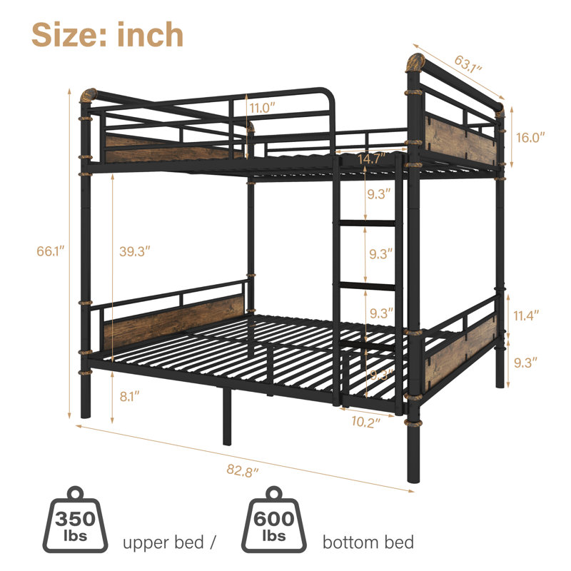 Queen Over Queen Metal Bunk Bed, Detachable Bunk Beds For Flexible Use