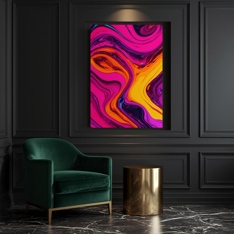 Abstrait art fluide sur toile rose 27, H 14 po x l 11 po