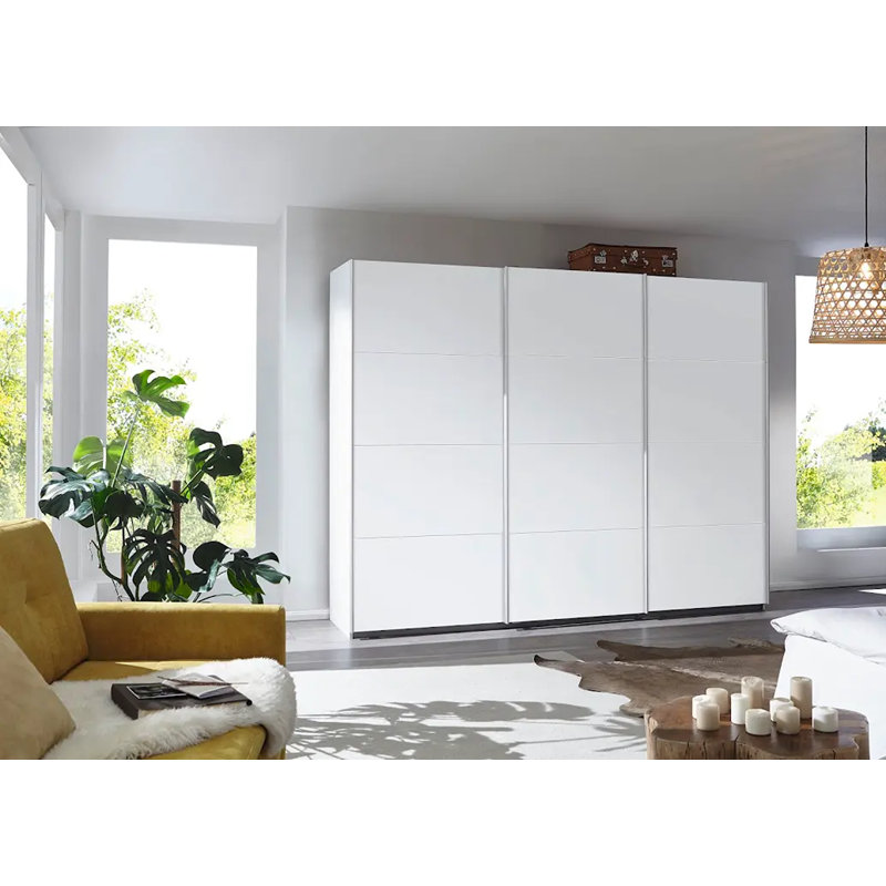 Caracas 3 Door Manufactured Wood Wardrobe, Premium, 210cm H x 271cm W x 62cm D, White