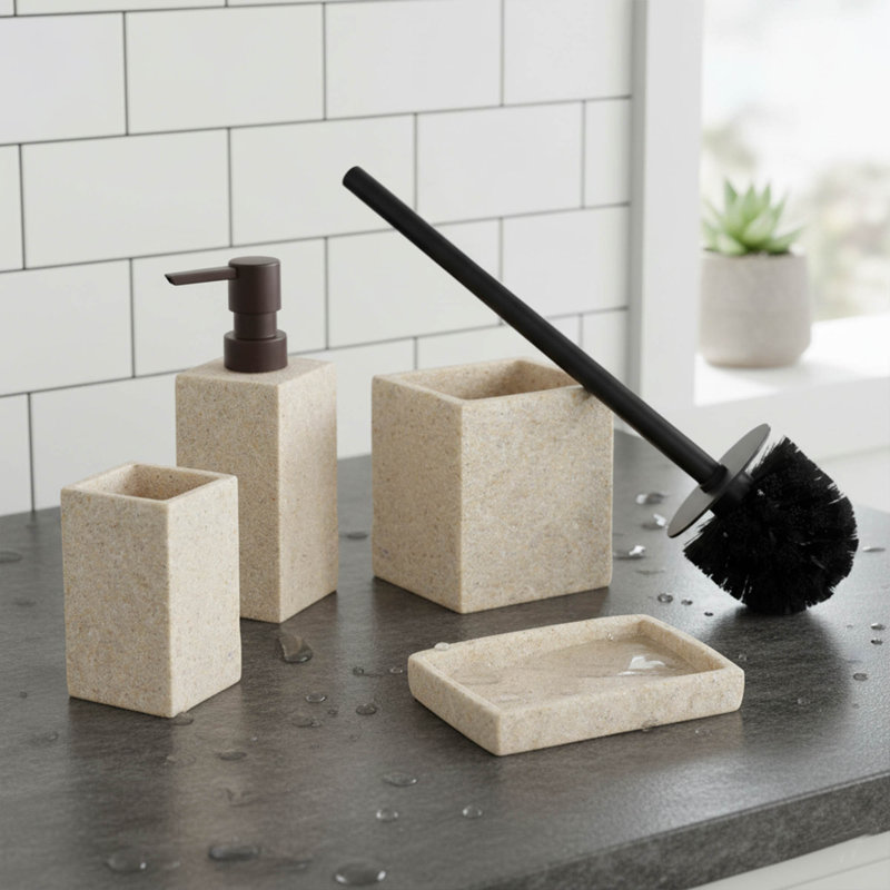 Porte-brosse à dents carré en résine, Naturel