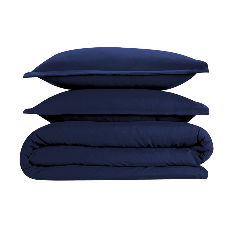 Kamiaya Plain Microfibre 200TC Reversible Duvet Cover Set, Single Duvet Cover + 1 Pillowcase, Navy