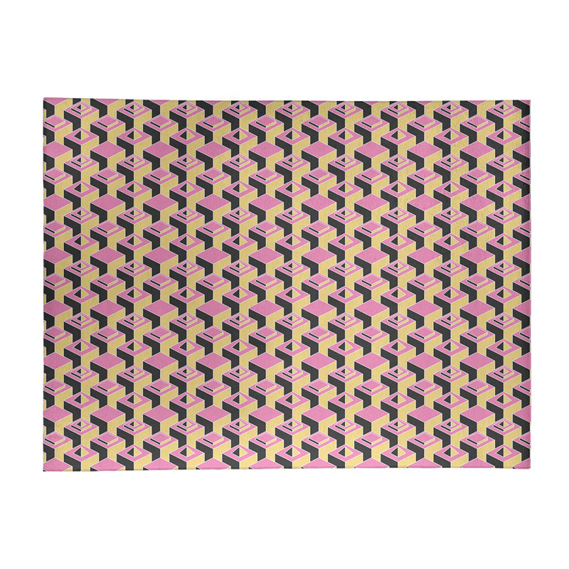 Tapis rose clair/jaune foncé skyscrapers, Rectangle 8 pi x 10 pi