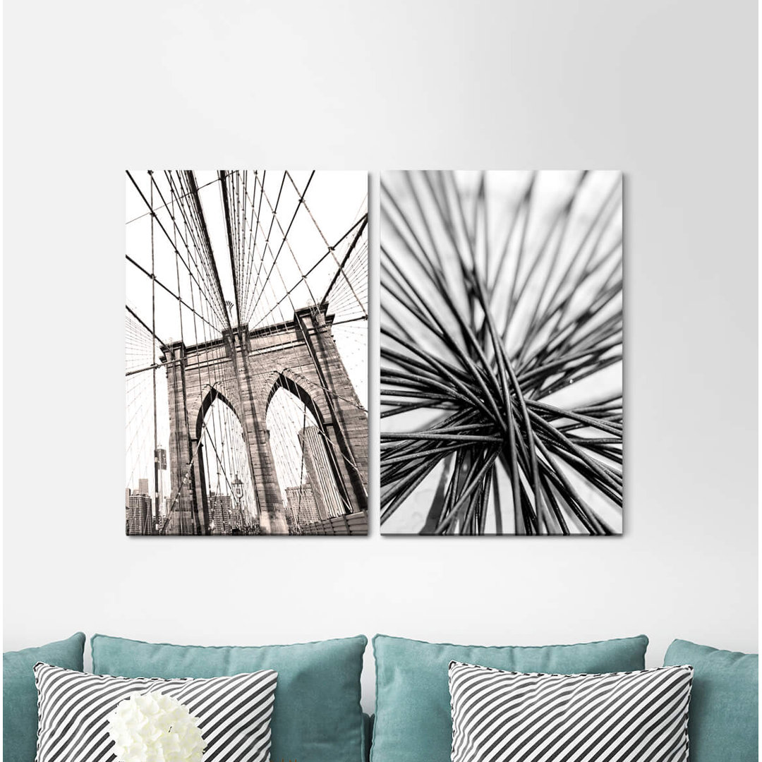 2-tlg. Leinwandbilder-Set - Fotografie „Brooklyn Bridge New York Wiresurban”