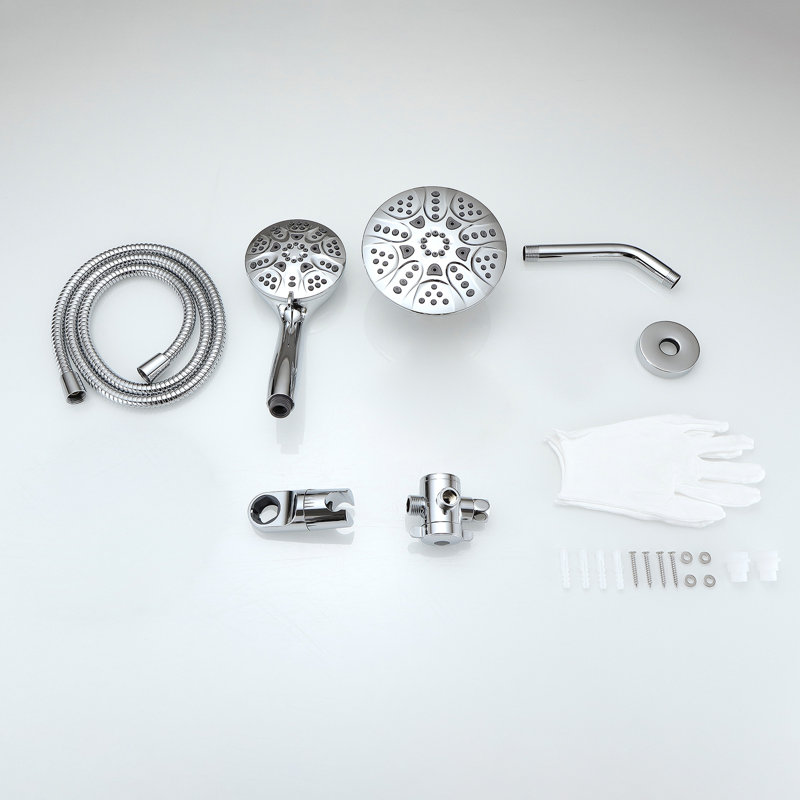 Single-Handle Dual Shower Faucet Set Trim Kit 1.8 GPM With Valve Filtered Handheld Shower Head, Polished Chrome