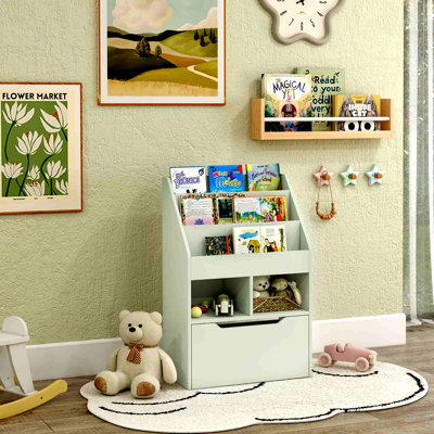 Bookcase Multi-Shelf Rack Organizer With Storage Drawer