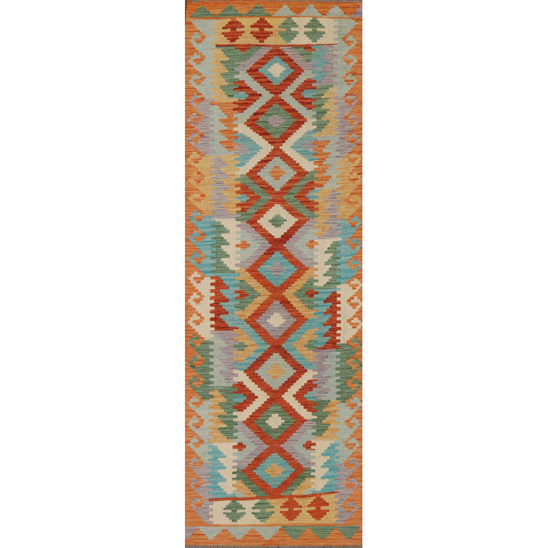 Kilim Reversible Wool Runner Rug 3x10