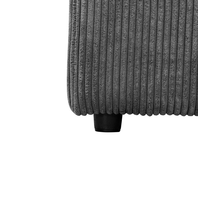 38" Wide Dark Gray Corduroy Living Room Pholstered Ottoman