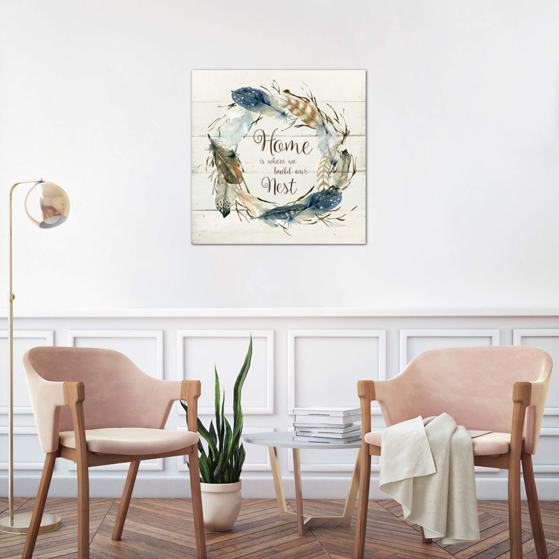 Feather Home Nest - Wrapped Canvas Print, 66.04 cm H x 66.04 cm W x 3.175 cm D