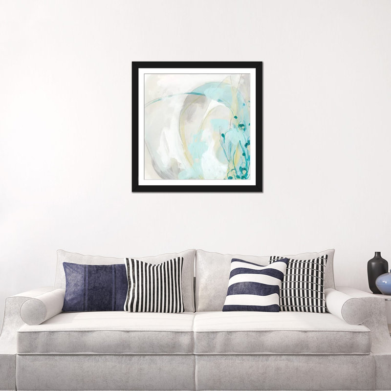 «Sea Story II», reproduction sur toile, H 24 po x l 24 po x P 1 po, Papier beaux-arts encadré noir, Blanc