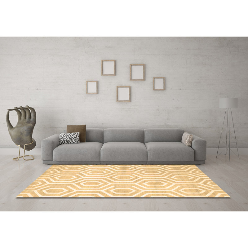 Washable Geometric Indoor Rug, Round 8'