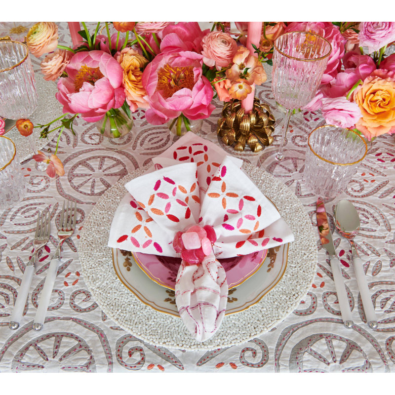 Malta Napkin, White/Pink/Orange