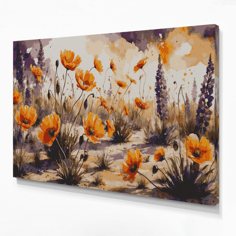 «Southwestern Plants Desert Wildflower 164», art mural sur toile beige, H 11 po x l 14 po