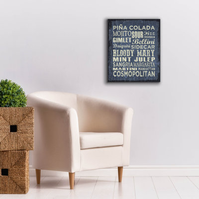  «Cocktail Sign 2» par Erin Clark, art mural sur toile, 26 po x 30 po