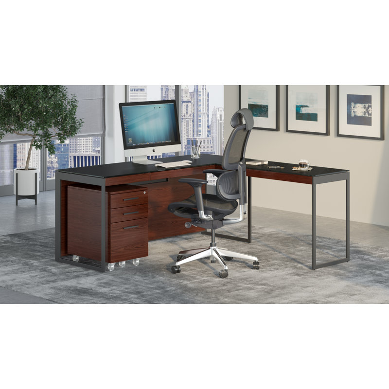 Sequel 20 29" H x 42" W x 18'' D Desk Return, Chocolate Stained Walnut/Black