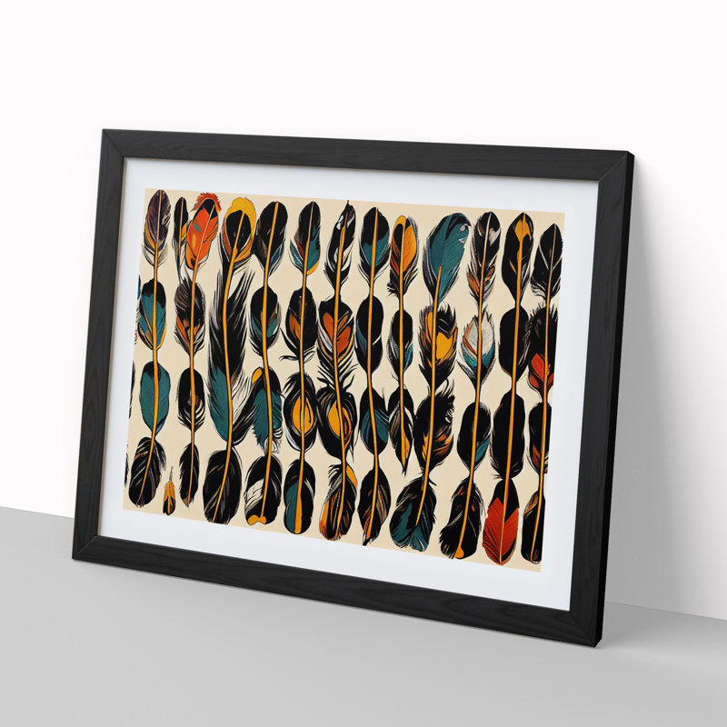 Imaginative Bird Feathers 1 Piece Single Picture Frame Wall Art, 34cm H x 46cm W x 2cm D, Black