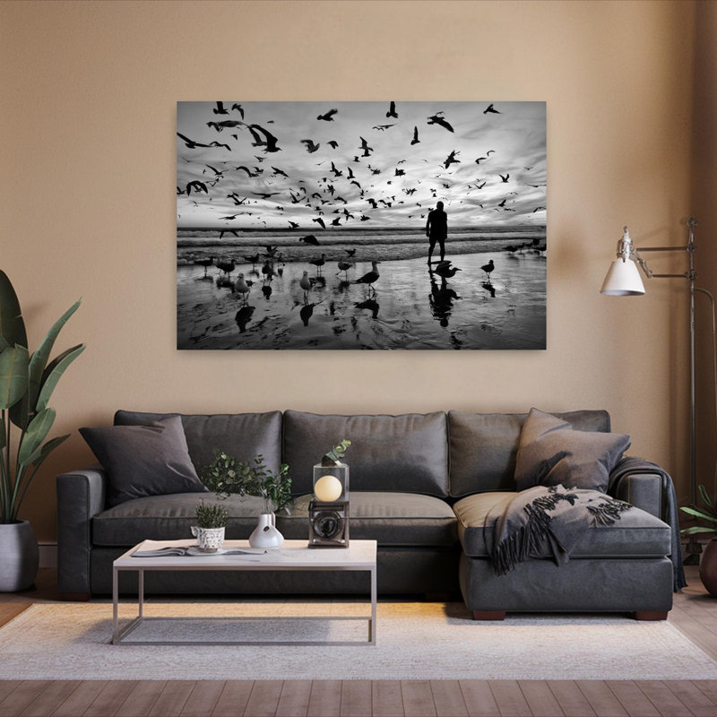 Oiseau de plage solitaire, H 40 po x l 60 po