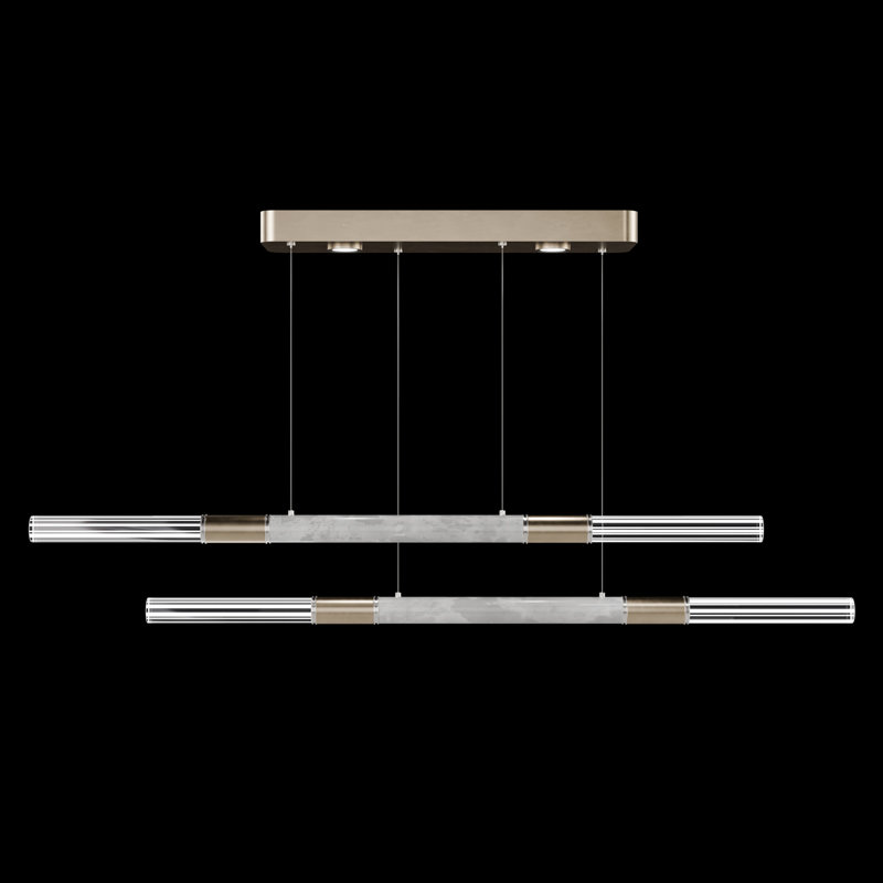 Luminaire suspendu l 71 po Antonia, Nickel/Feuille d'or mou Fumée