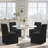 Luxe Upholstered Modern Fabric Black Dining Chairs With High Back Support & Extra Wide Seat-123058734