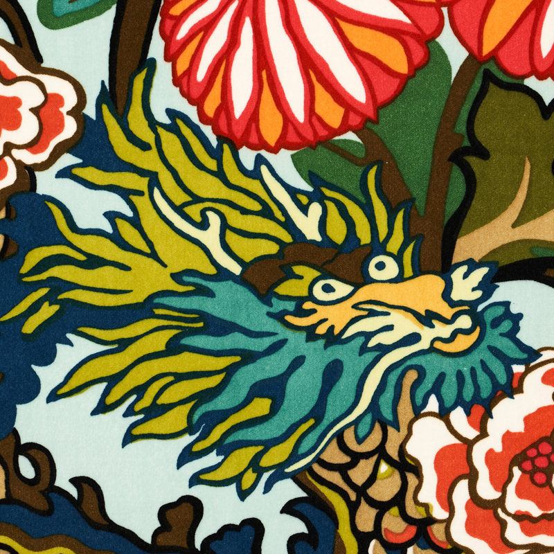 Tissu en velours de dragon de chiang mai, Aigue-marine