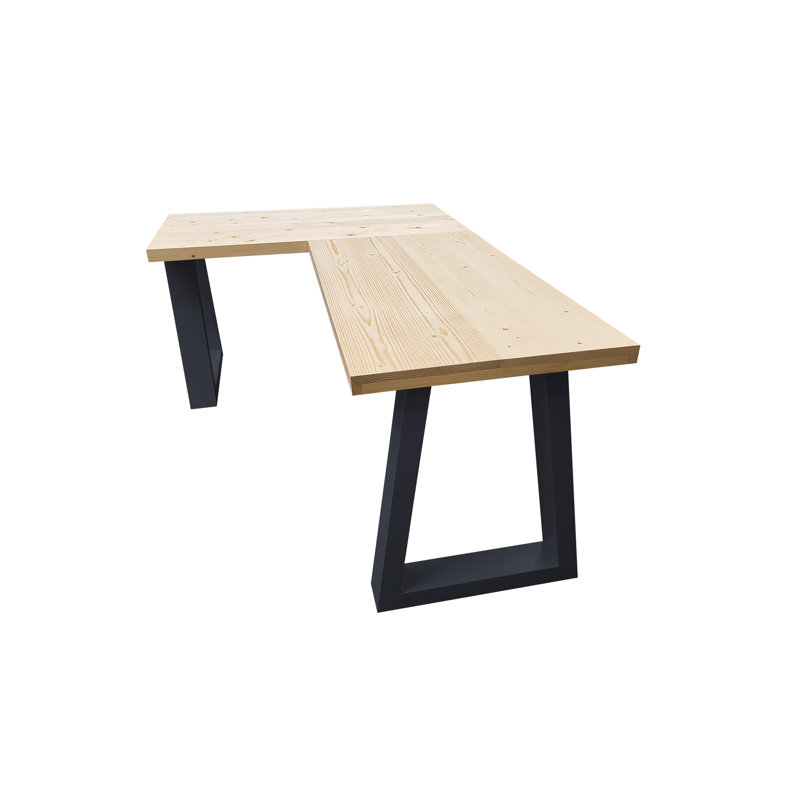 Aghadavy Solid Wood Writing Desk, Black, Light Oak, 75" H x 120" W x 70" D