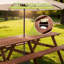 Très grande table de pique-nique d'extérieur avec bancs intégrés, pouvant accueillir 12 personnes, table de patio en bois massif avec trou pour parasol